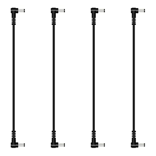 Fancasee 4-Pack 1ft 5.5mm x 2.5mm Male to Male DC Power Cable, 90 Degree Right Angle Plug Jack Power Supply Adapter Cord for CCTV Surveillance Security Camera LED Strip DVR Router Invoice Printer - Image 1