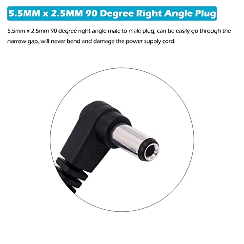 Fancasee 4-Pack 1ft 5.5mm x 2.5mm Male to Male DC Power Cable, 90 Degree Right Angle Plug Jack Power Supply Adapter Cord for CCTV Surveillance Security Camera LED Strip DVR Router Invoice Printer - Image 2