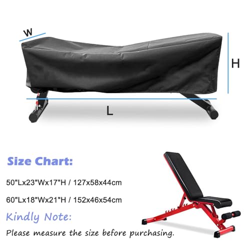 SUNSURE - Valid Brand SUNSURE Sit-up Board Cover Adjustable Weight Bench Waterproof Cover Outdoor Indoor Exercise Workout Bench Protective Cover with Drawstring for Weight Bench, Fitness Bench (Black/127x58x44cm) - Image 2