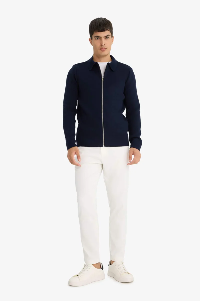 ديفاكتو Standard Fit Polo Collar Knitwear Cardigan