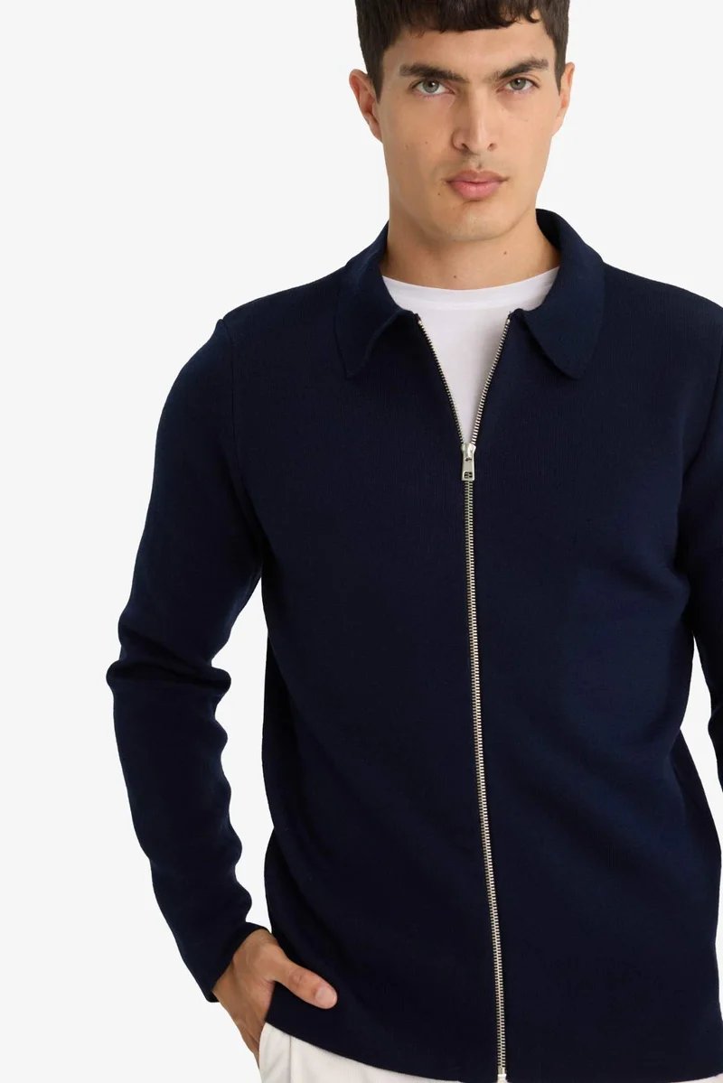 ديفاكتو Standard Fit Polo Collar Knitwear Cardigan