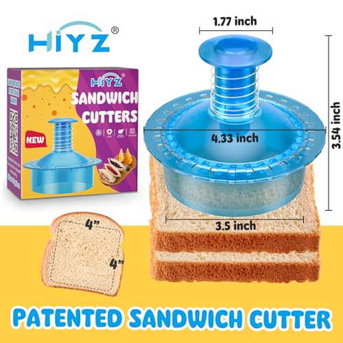 HiYZ Sandwich Cutter and Sealer Cut and Seal Sandwich Maker, Crustless Peanut Butter & Jelly Sandwich Cookie Cutter (Translucent Blue Round) - Image 5