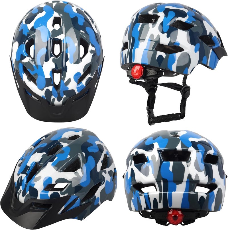 Bavilk Kids Bike Helmet, Kids Boys Girls Bike Helmets with LED Light Detachable Visor Children Youth Teen Multi-Sport for Skating Cycling Scooter Skateboard Adjustable & Lightweight 19.7"-22.4" - Image 2