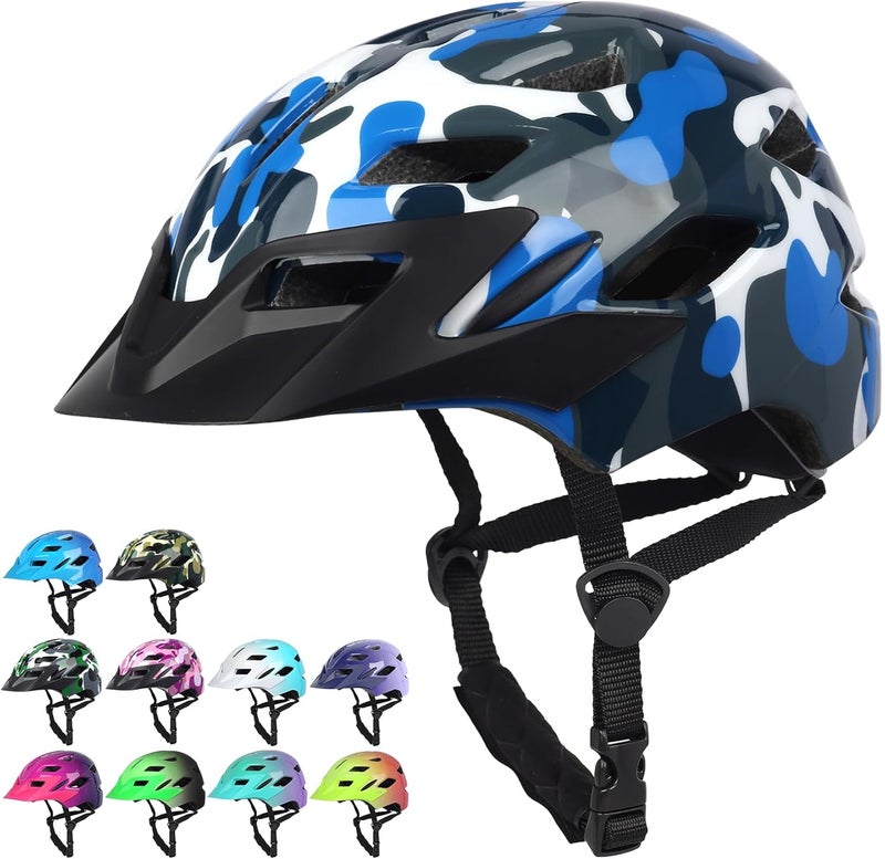 Bavilk Kids Bike Helmet, Kids Boys Girls Bike Helmets with LED Light Detachable Visor Children Youth Teen Multi-Sport for Skating Cycling Scooter Skateboard Adjustable & Lightweight 19.7"-22.4" - Image 1