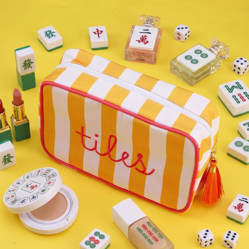 Sanwuta Mahjong Tile Bag With Zipper  Mahjong Bags For Tiles And Racks Mah Jong Storage Pouch For Board Game Pieces Game Party Travel Gatherings Accessories  9.4 X 6.1 X 3.1 Inch(Orange Classic) - Image 4
