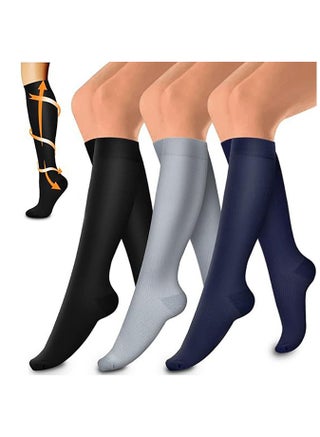 3 piece Compression Socks For Women and Men Circulation Relief for Calf and Sole Fatigue