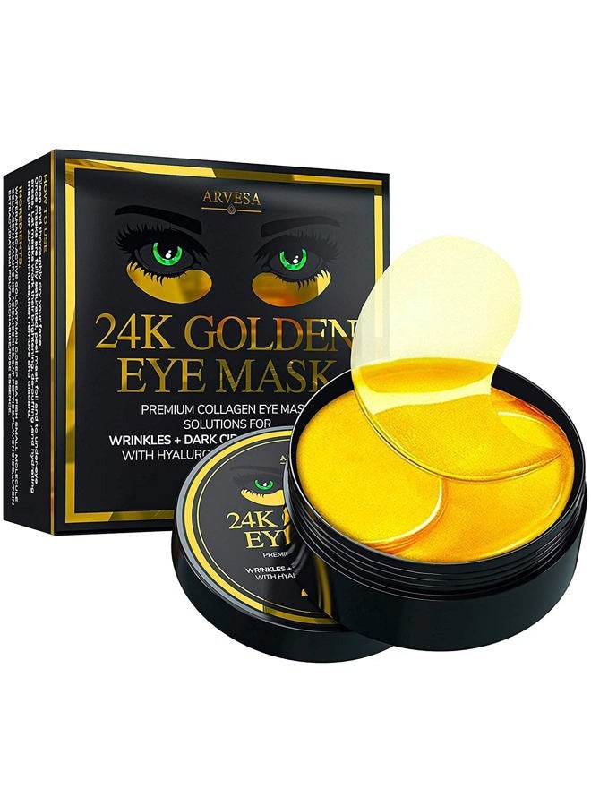 Arvesa Under Eye Mask for Dark Circles and Puffiness, Wrinkles, 24k Gold Under Skincare Treatment Patches for Puffy Eyes with Collagen for Women and Men - Gel Pads - 30 Pairs - Image 1