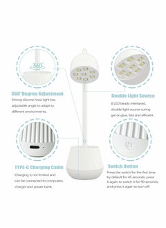 Excefore LED UV Nail Lamp for Gel Nails, Mini Lotus Hands Free Light 360° Rotatable Nail Dryer Portable Quick Dry Nail Polish Curing Lamp Gooseneck Flash Cure Light for Home DIY & Salon Manicure Decor  - Image 4
