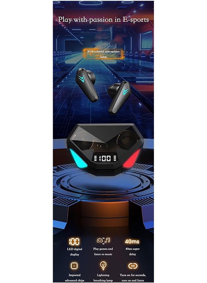 Concretization - X15 Wireless Earbuds Bluetooth 5.3 Chip Bluetooth Earphones Earbud Noise Cancellation Sports Earbuds with Charging Case Bluetooth Headphone Earbuds Gaming Ear Pods 24 hrs of Play Time Black - Image 1