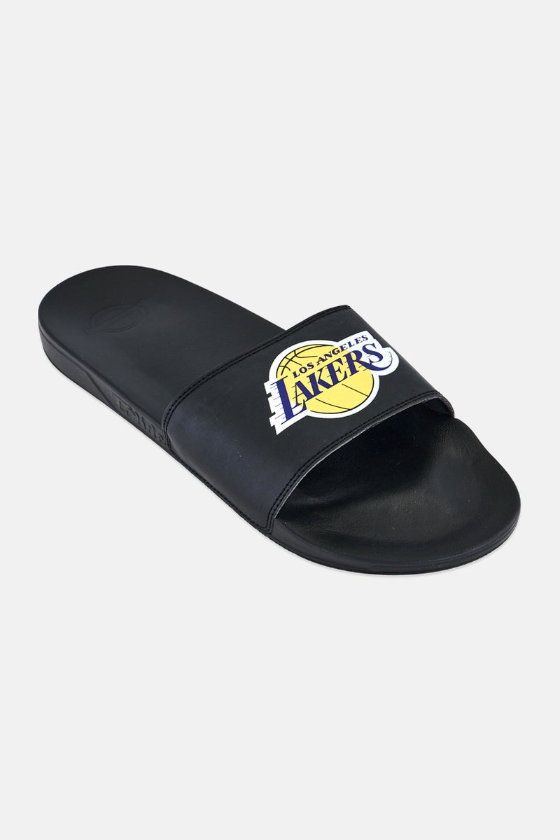 ISlide Men LA Lakers Primary Logo Slip On Slides, Black - Image 1