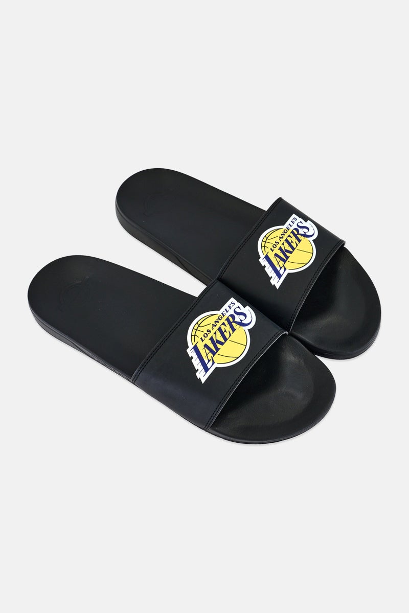 ISlide Men LA Lakers Primary Logo Slip On Slides, Black - Image 2