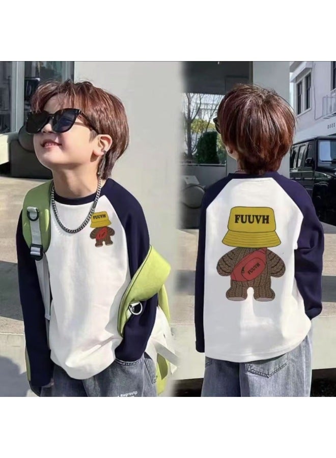 Children's Long-sleeved T-shirt, Baby Autumn Thin Top, Toddler Boy's Base Layer, Autumn Pure Cotton Boys' Spring And Autumn Style - Image 1