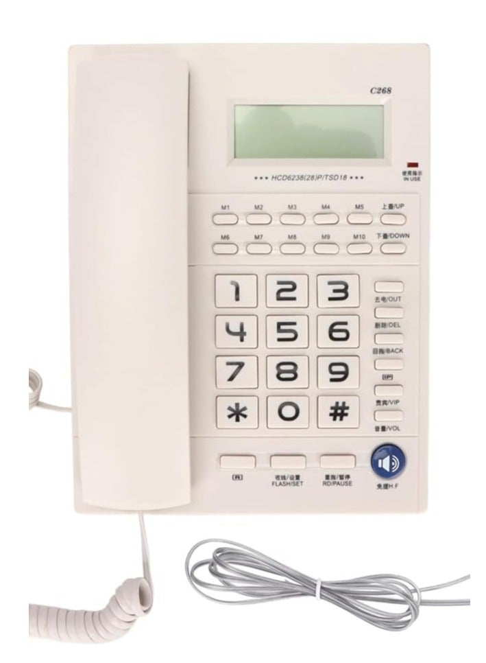 مايكروبلس هاتف سلكي كبير الأزرار، هاتف أرضي سلكي للمنزل، مزود بخاصية إظهار هوية المتصل، ومكبر صوت حر اليدين، وشاشة LED، وخاصية الاتصال السريع، لون أبيض، طراز Ps-4728 - Image 3