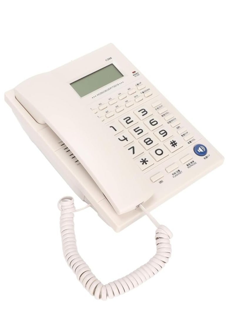 مايكروبلس هاتف سلكي كبير الأزرار، هاتف أرضي سلكي للمنزل، مزود بخاصية إظهار هوية المتصل، ومكبر صوت حر اليدين، وشاشة LED، وخاصية الاتصال السريع، لون أبيض، طراز Ps-4728 - Image 2