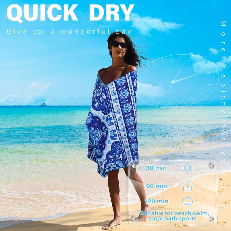 Widdonen Microfiber Lightweight Beach Towel Sand Free Quick Dry Absorbent Thin Compact Towels for Swimming Pool Camping Beach Accessories Large Easy Pack Travel Things for Vacation Essentials Gift - Image 5