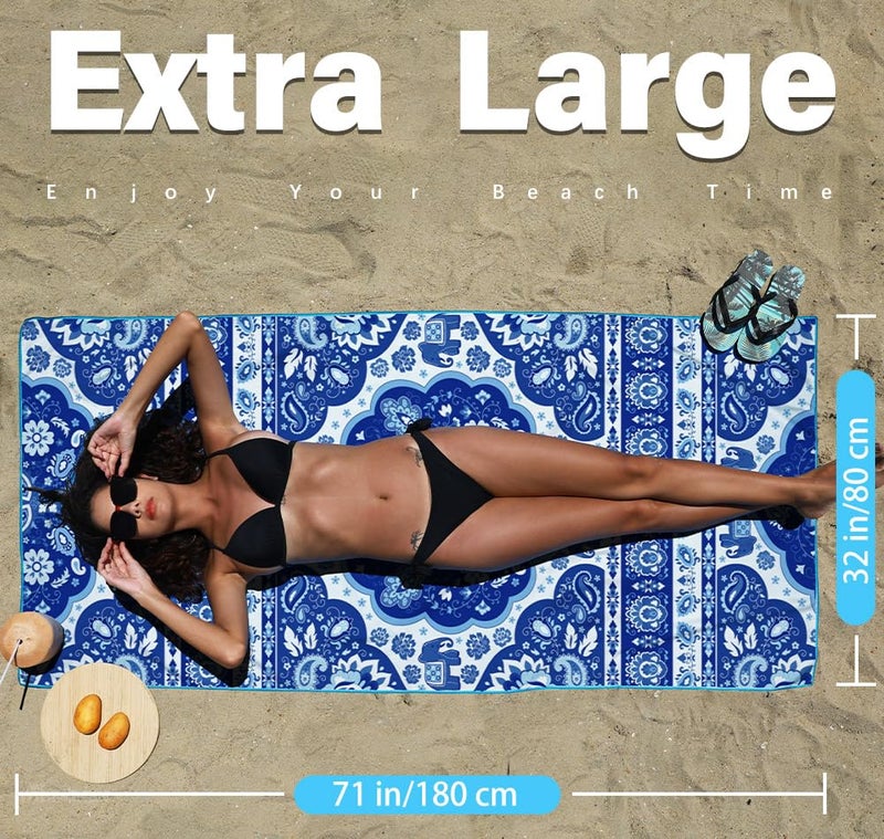 Widdonen Microfiber Lightweight Beach Towel Sand Free Quick Dry Absorbent Thin Compact Towels for Swimming Pool Camping Beach Accessories Large Easy Pack Travel Things for Vacation Essentials Gift - Image 3