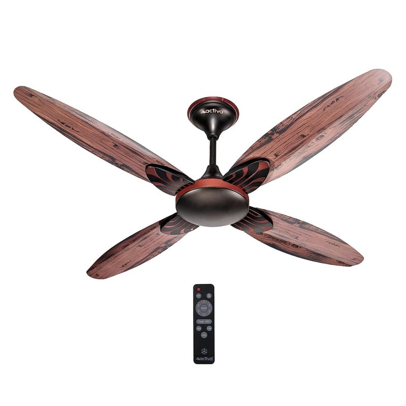 Activa Premium Series Lotus 1200 MM Noiseless 380 RPM High Speed BLDC Motor (28 Watts) with Remote control Wood Ceiling Fan With Wooden Finish come with 5 Years Warrant (SmokeWood) - Image 1