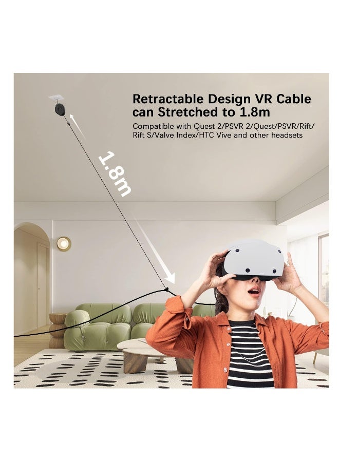 نظام إدارة كابلات الواقع الافتراضي Excefore [الإصدار الاحترافي] - مجموعة 6 رافعات سقف لنظارات Oculus Quest/Quest 2/Rift/Rift S/Valve Index/HTC Vive/Vive Pro/HP Reverb G2/PSVR - ملحقات رابط كابلات الواقع الافتراضي - Image 2