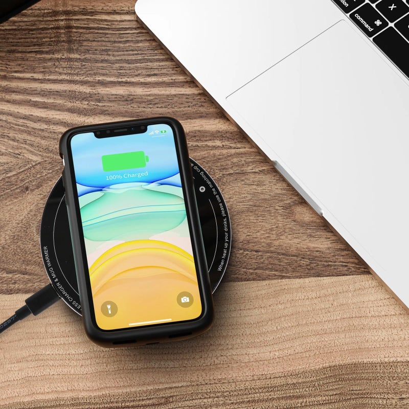 Apekx 2024 Upgraded Self-Heating Ceramic Mug - Stable 130F Temperature  15W Wireless Phone Charging  12.8 Fl Oz Capacity - Usb-C Enabled. (Black) - Image 2