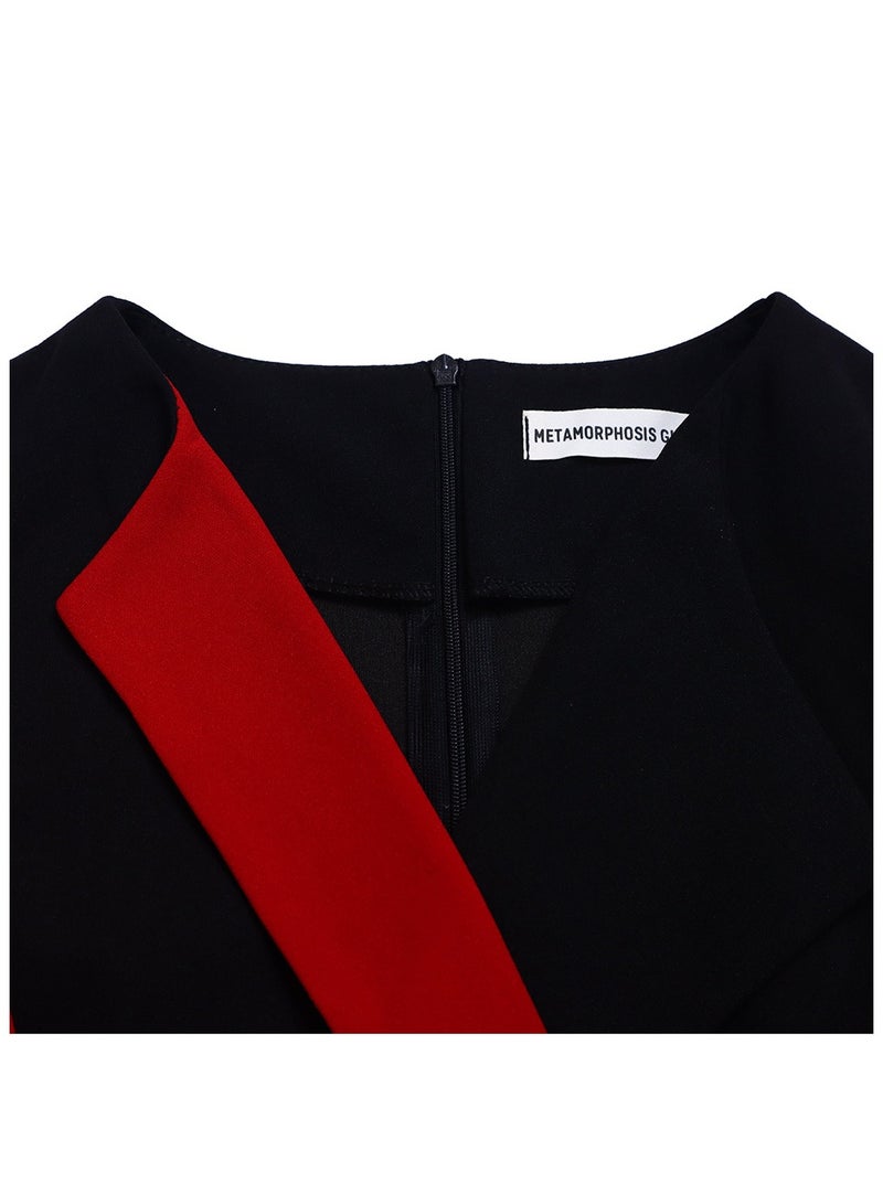 Shougu New Fashionable Temperament Color Matching Lace Up Pleated Suit Style Jacket Dress - Image 2