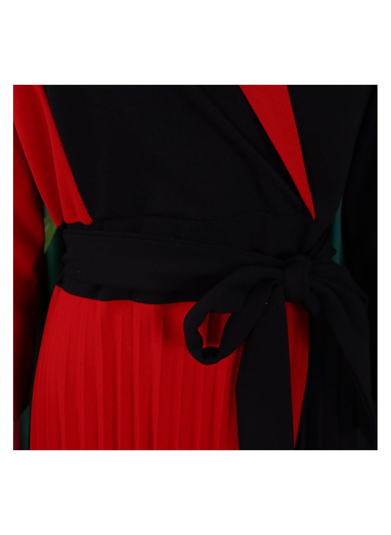 Shougu New Fashionable Temperament Color Matching Lace Up Pleated Suit Style Jacket Dress - Image 4