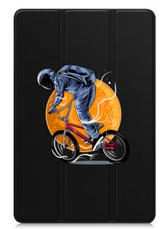 Protective Flip Case For Apple iPad Pro 11 (2024) With Trifold Stand Auto Wake Sleep Shockproof Cover Astronaut riding Bike