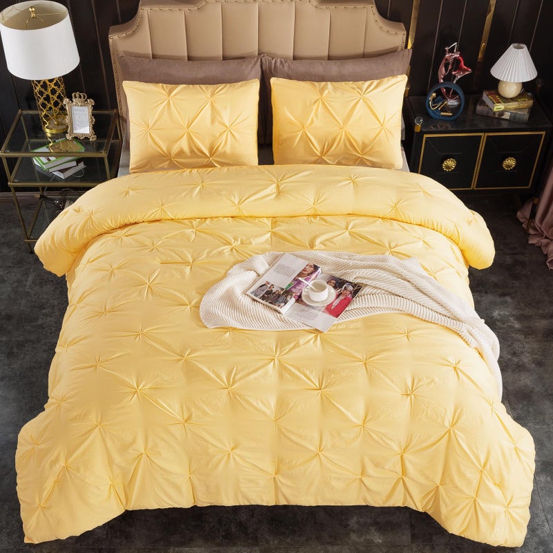 Andency مجموعة وكيل كاليفورنيا كينغ لزيجة الأصفر (104x96inch) قرصة الطلاء Cal King Comforter مجموعة 3 قطع كينج كينج بنتوك سرير المعزي. - Image 1