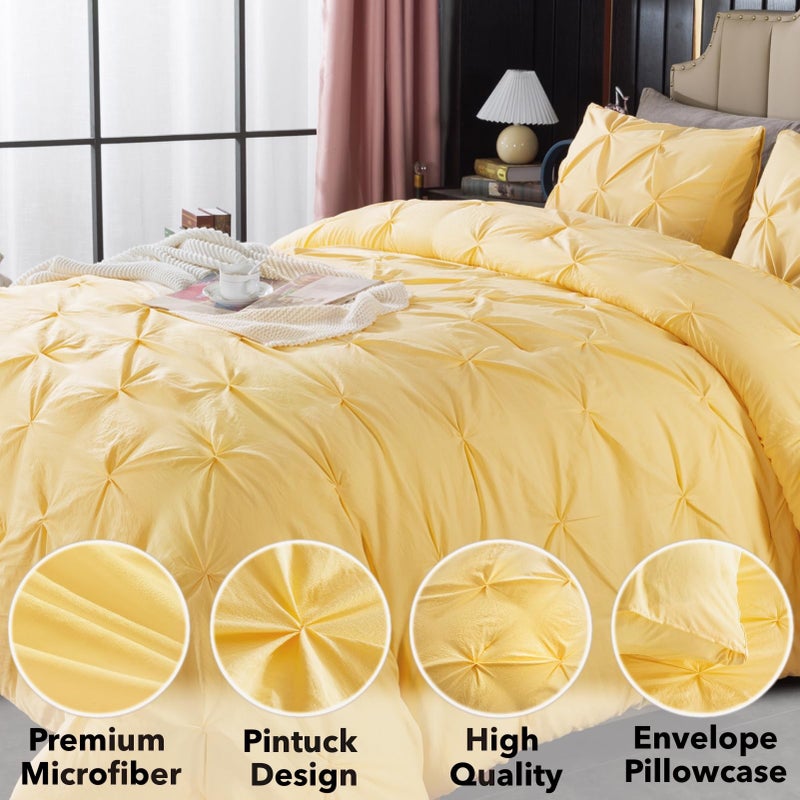 Andency مجموعة وكيل كاليفورنيا كينغ لزيجة الأصفر (104x96inch) قرصة الطلاء Cal King Comforter مجموعة 3 قطع كينج كينج بنتوك سرير المعزي. - Image 3
