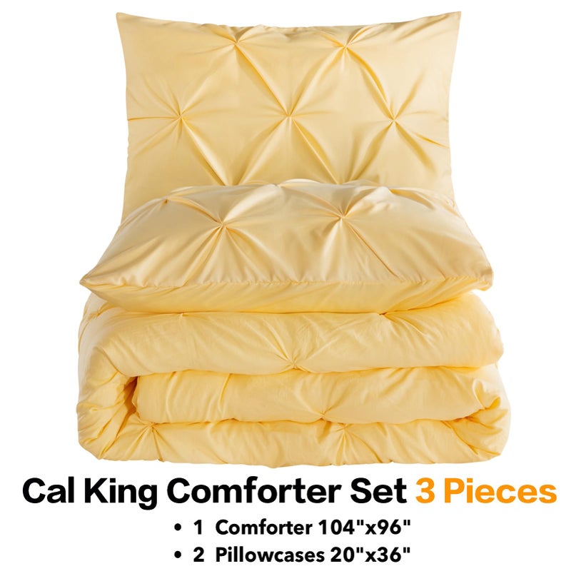 Andency مجموعة وكيل كاليفورنيا كينغ لزيجة الأصفر (104x96inch) قرصة الطلاء Cal King Comforter مجموعة 3 قطع كينج كينج بنتوك سرير المعزي. - Image 2