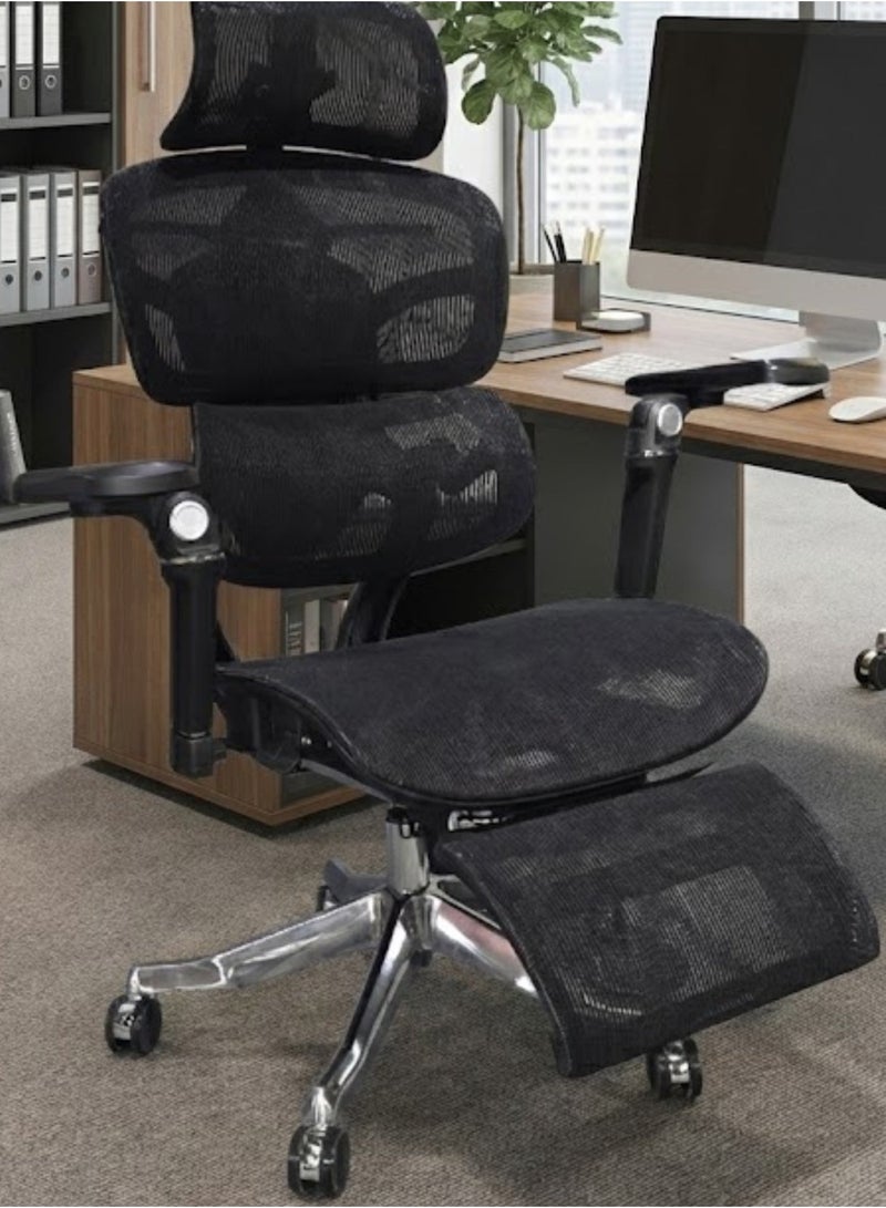 Furalux Ergonomic Office Chair with Adjustable Headrest, 4D Armrests, Breathable Mesh, Reclining Backrest, Gas Lift Height Adjustment & Footrest Support - Image 5