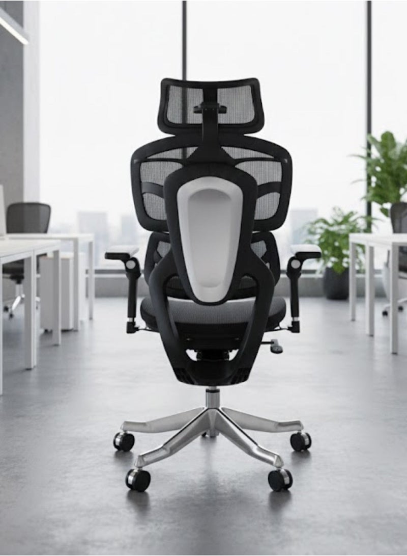 Furalux Ergonomic Office Chair with Adjustable Headrest, 4D Armrests, Breathable Mesh, Reclining Backrest, Gas Lift Height Adjustment & Footrest Support - Image 4