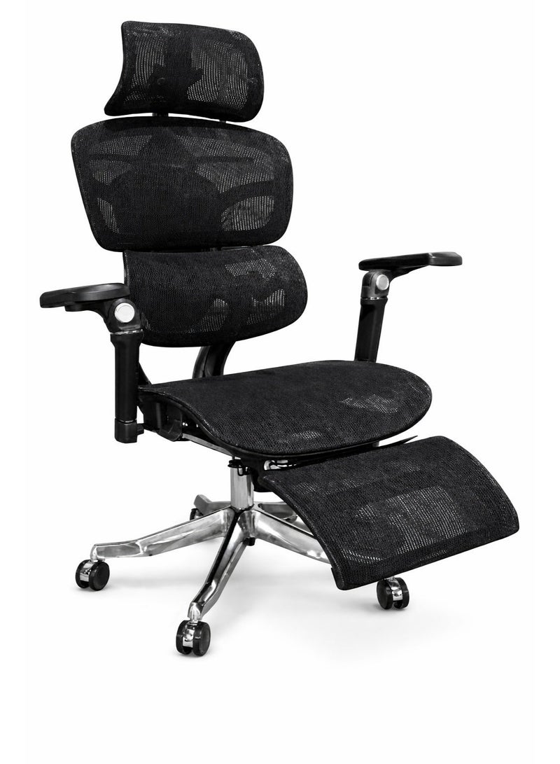 Furalux Ergonomic Office Chair with Adjustable Headrest, 4D Armrests, Breathable Mesh, Reclining Backrest, Gas Lift Height Adjustment & Footrest Support - Image 1