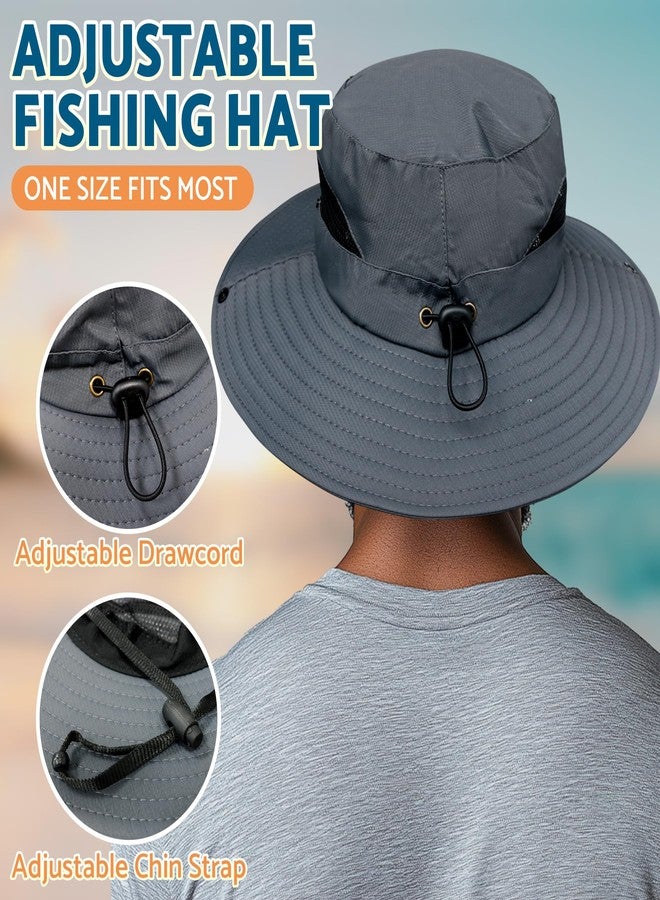 PFFY Sun Bucket Hats for Men Women 3” Wide Brim UPF 50+ Fishing & Beach Hat, Grey, One size - Image 4