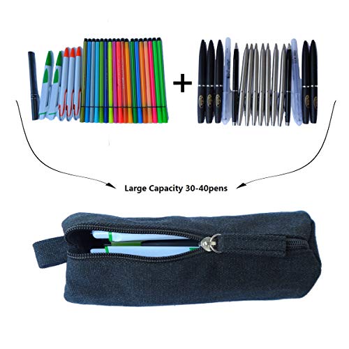 enyuwlcm EnYu Heavy Canvas Stationery Portable Stylish Simple Pencil Bag and Practical Durable Compact Zipper Pencil Case 1 Pack Black - Image 4