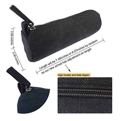 enyuwlcm EnYu Heavy Canvas Stationery Portable Stylish Simple Pencil Bag and Practical Durable Compact Zipper Pencil Case 1 Pack Black - Image 2