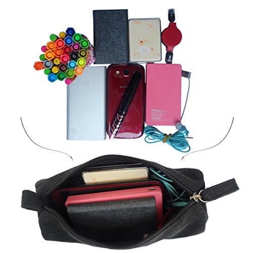 enyuwlcm EnYu Heavy Canvas Stationery Portable Stylish Simple Pencil Bag and Practical Durable Compact Zipper Pencil Case 1 Pack Black - Image 5