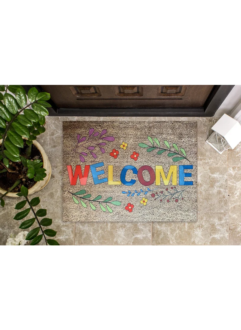 Pusula Home Colorful Welcome Anti-Slip Base Door Mat | 45X60