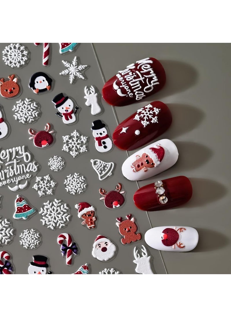 WISHTIME - WISHTIME Christmas Nail Art Stickers - 5 Sheets 5D Embossed Xmas Nail Decals 3D Winter Snowflake Snowman Christmas Nail Stickers Elk Xmas Nail Designs Manicure for Holiday Nail Art Decorations - Image 1