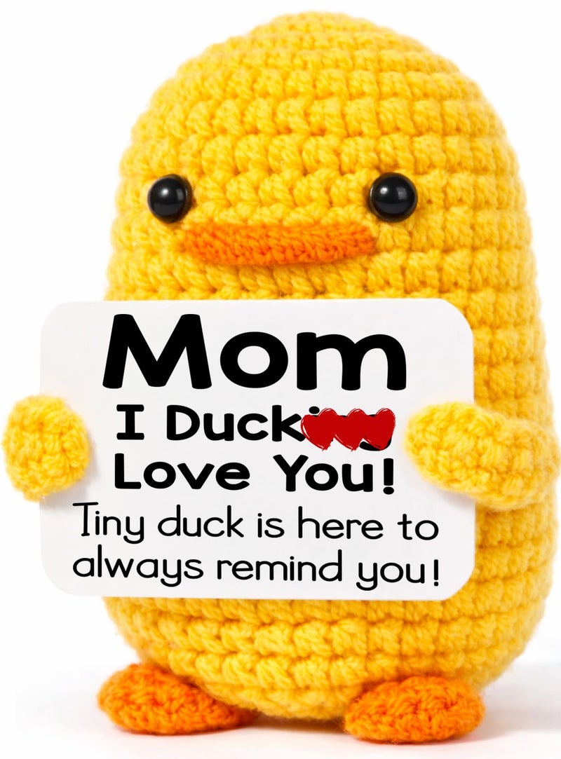 MBL Gifts for Mom Mothers Day Funny Small Crochet Duck Birthday Mothers Day Easter Basket Christmas Stocking Stuffers Unique Gift for Mama Mother from Daughter Son I Duck Love You Mom - Image 2