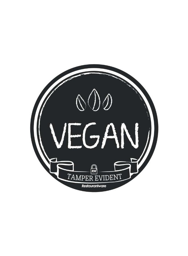 Restaurantware Label Tek 2 Inch Tamper-Evident Stickers For Vegan Food, 500 Rolled Tamper Seal Stickers - Chalkboard Design, For Safe Food Delivery, Black With White Font Plastic To Go Stickers - Image 1