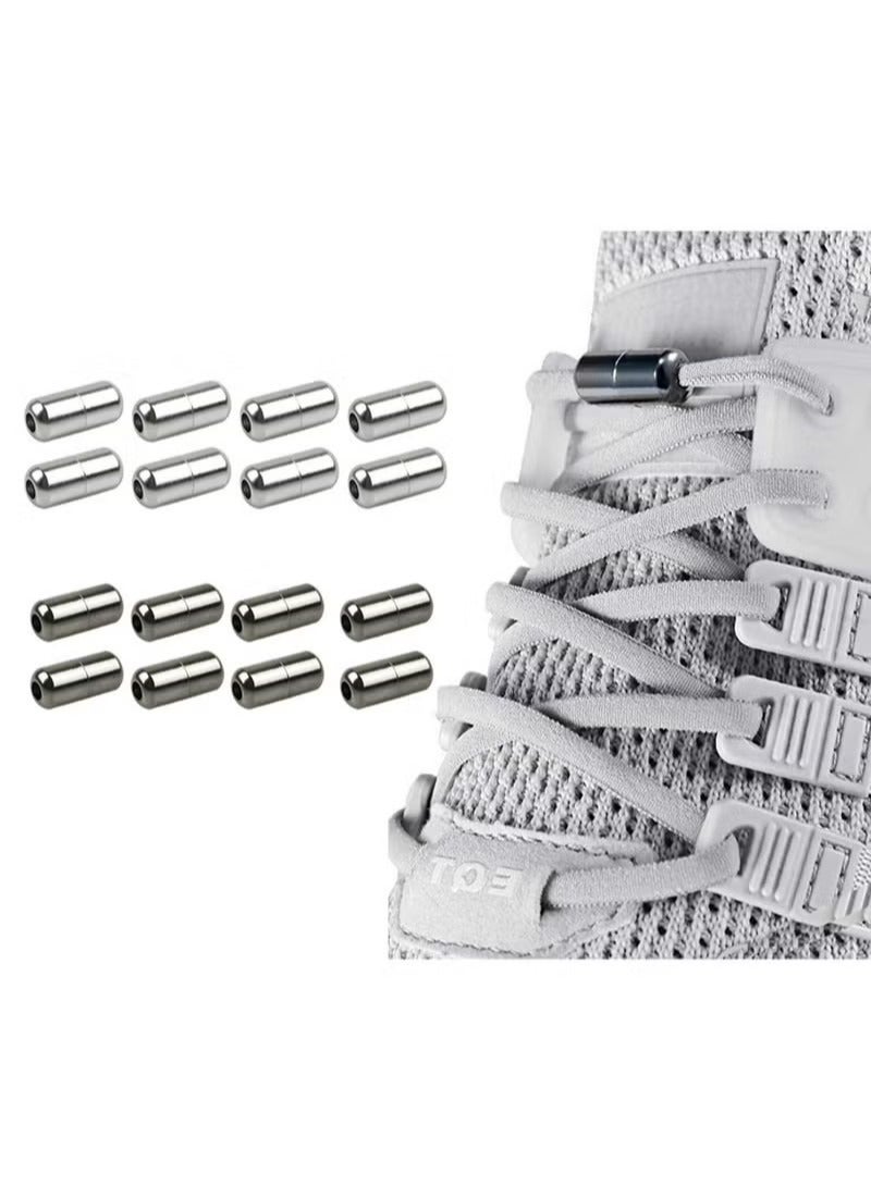 16PCS No Tie Shoelaces Tieless Elastic Laces Clasps Metal Capsule Lock Buckles - Image 1