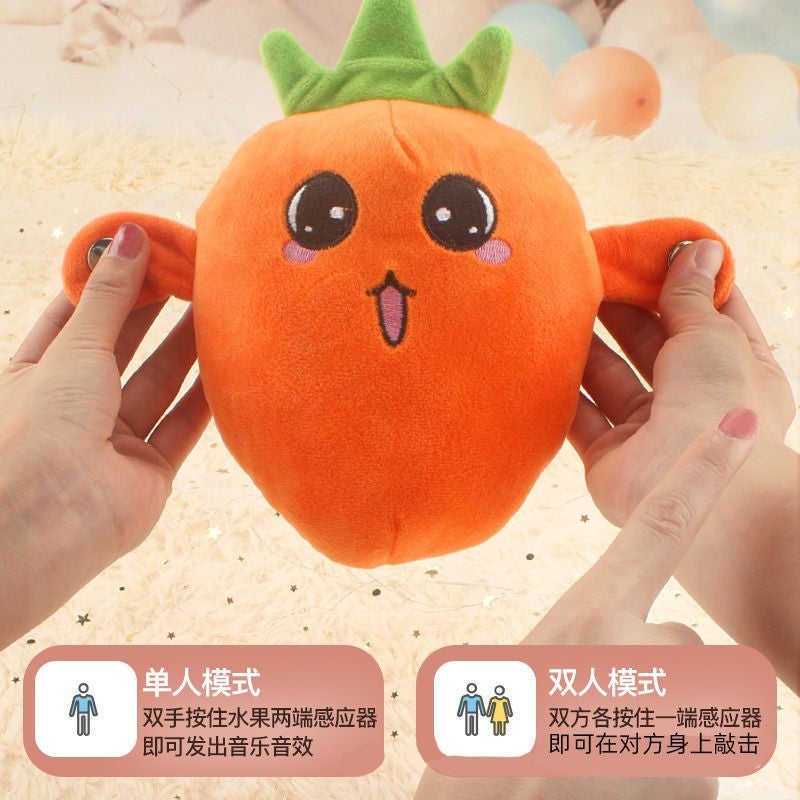 Fruit-Sensing Rhythm Piano Plush Toy - Strawberry, Banana u0026 Carrot Cute Musical Interactive Playmate - Image 3