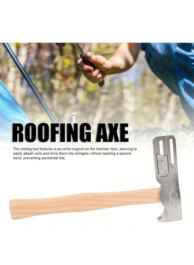 1 Pack Magnetic Roofing Hammer Axe Hacha Para Roofing 1 Model Ergonomic Wood Handle - Image 2