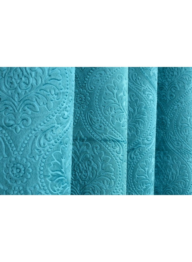 Homefab India 2 Piece Velvet Door Curtains - 7 feet, Aqua Blue - Image 5