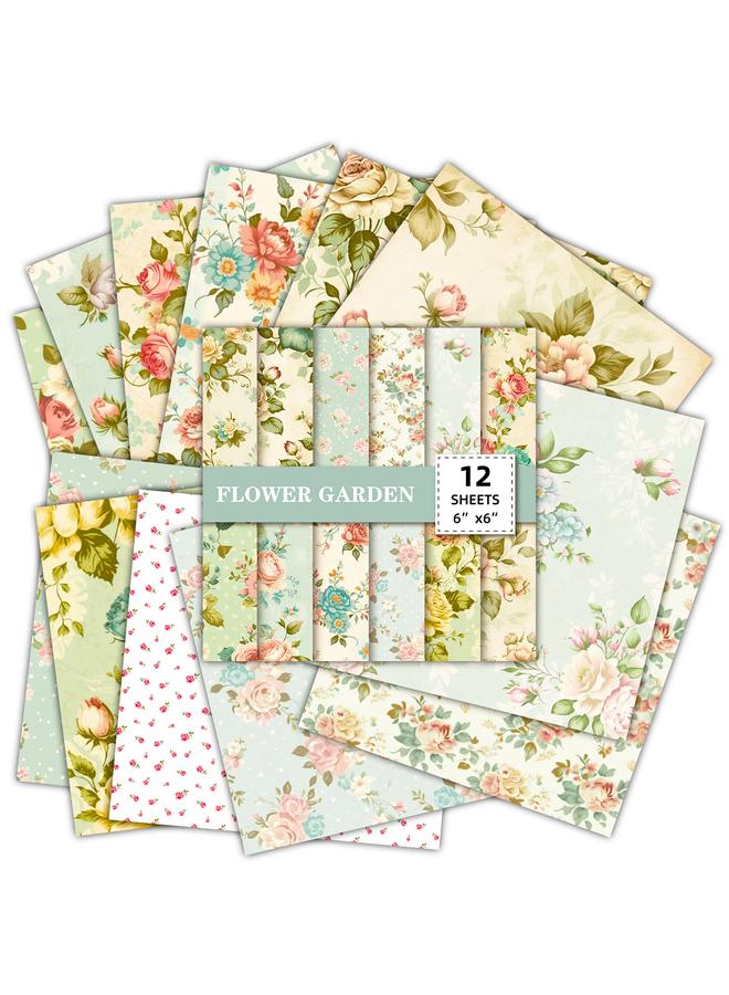 Bluejw 12 Sheets/pack Photo Album Decoration Cut Thin Rendering Paper Palace Flower Hand Account Material Background Paper 6 Inch Card Paper - Image 1