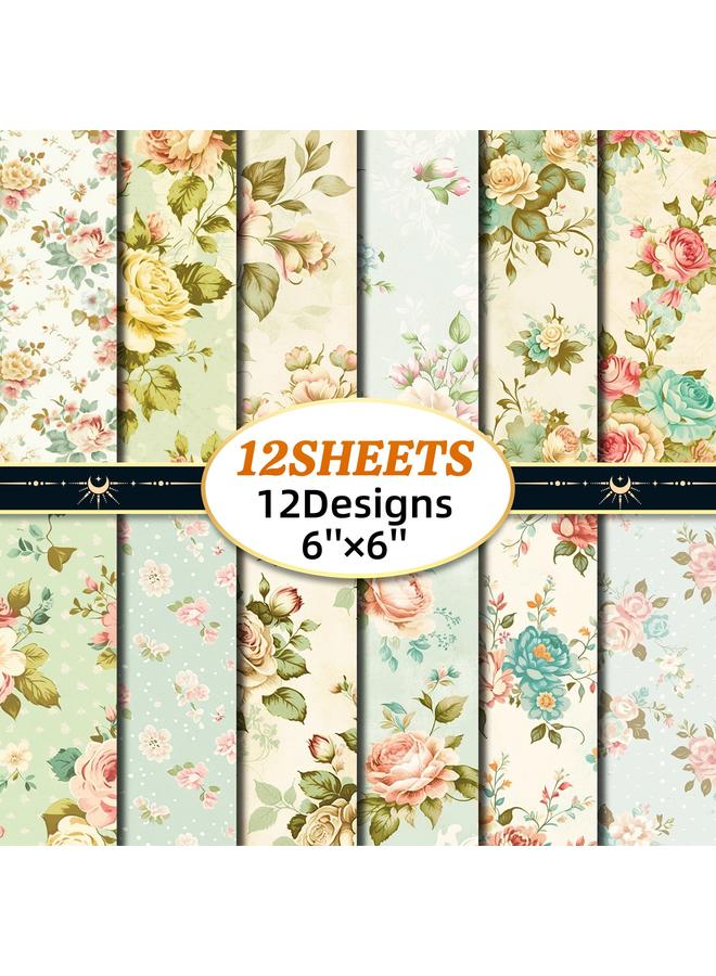 Bluejw 12 Sheets/pack Photo Album Decoration Cut Thin Rendering Paper Palace Flower Hand Account Material Background Paper 6 Inch Card Paper - Image 2