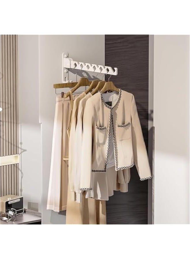 TRASSLE 2Pack Wall Mount Coat Hanger Holder,Clothes Drying Organizer Rack,Garment Hooks,Aluminium Retractable Folding Indoor Wall Mounted Hanger,Space Saver for Laundry Room Bedroom  - Image 4