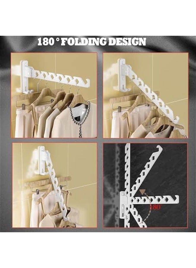 TRASSLE 2Pack Wall Mount Coat Hanger Holder,Clothes Drying Organizer Rack,Garment Hooks,Aluminium Retractable Folding Indoor Wall Mounted Hanger,Space Saver for Laundry Room Bedroom  - Image 5