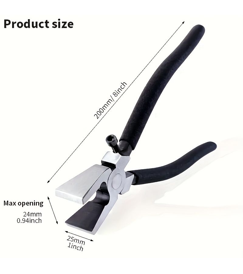Black Heavy Duty 8 Inch Glass Running Pliers for Colored Mosaic Breaking - Image 3