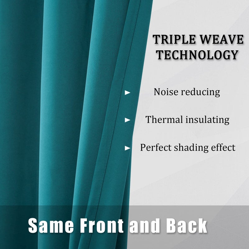 DUALIFE Teal Curtains 45 Inch Length 2 Panels Set Room Darkening Grommet Blackout Curtain Drapes for Bedroom Boy Room Short Curtains for Small Windows 38 x 45 Inches Long - Image 5